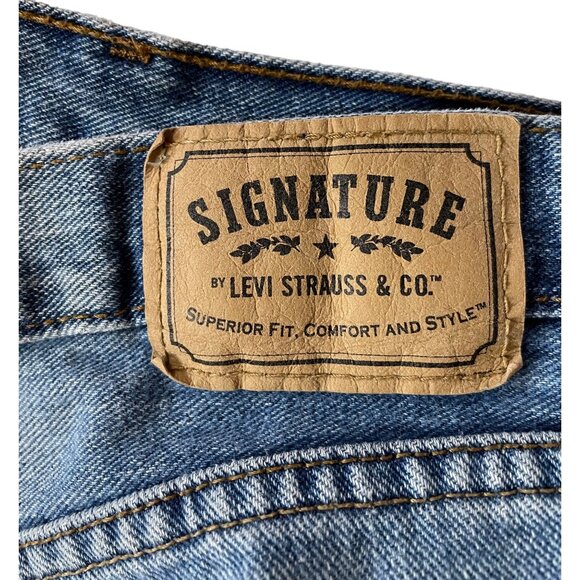 Levis Signature Bootcut Blue Denim Jeans Distressed Hem Mens Size 34X34 - Picture 6 of 13